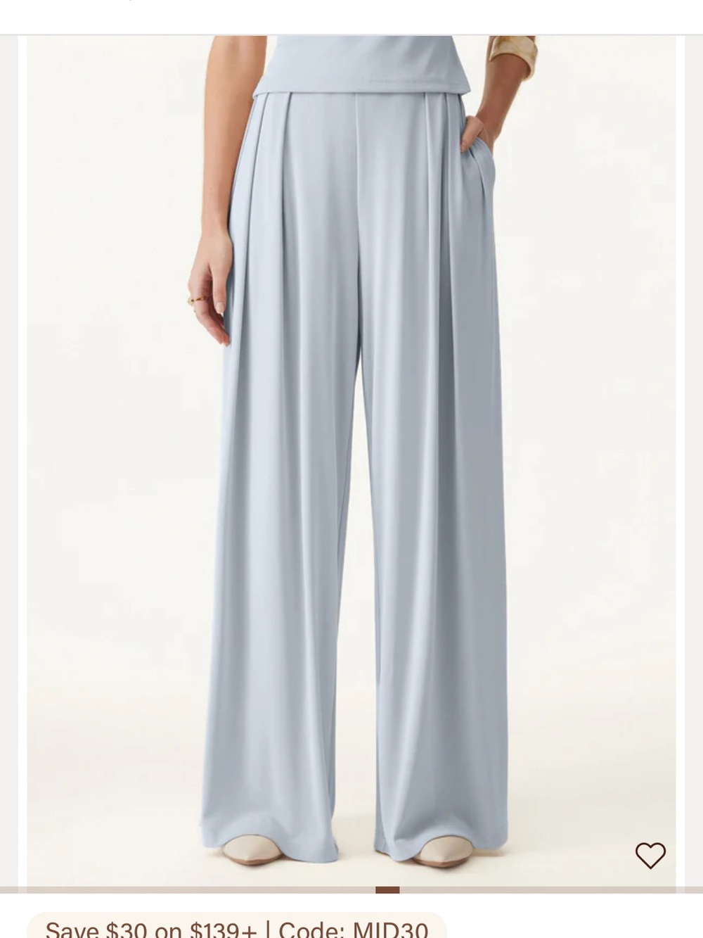 OGL Light Blue Wide-Leg Pleated Palazzo Pants